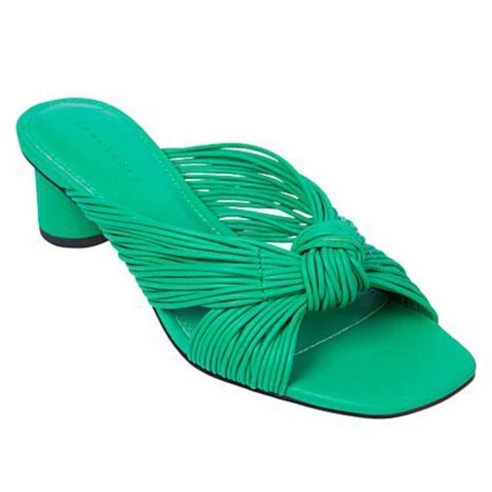 Sanctuary Women's Maven Heeled Leather Knot Sandal Green(Size 8.5),NWT